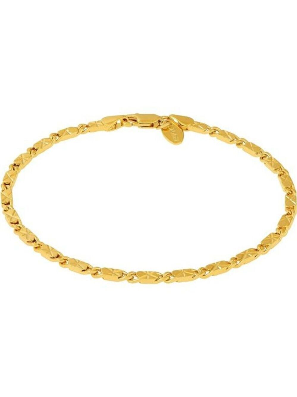 Lifetime Jewelry Gold Anklet 24K Plated Diamond Cut Flat Link Chain 4mm